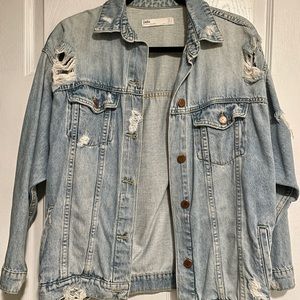 Zara Ripped Denim Jacket - Blue